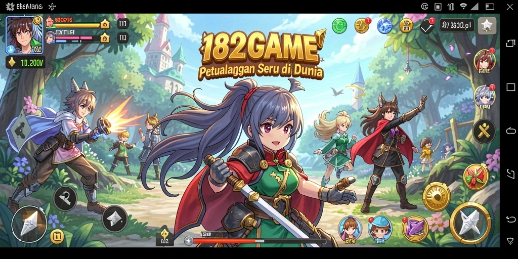 Tampilan gameplay menarik dari 182GAME yang penuh aksi anime.