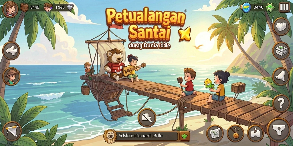 Tangkapan layar menunjukkan gameplay santai dari 3446 dengan karakter yang sedang beraksi.