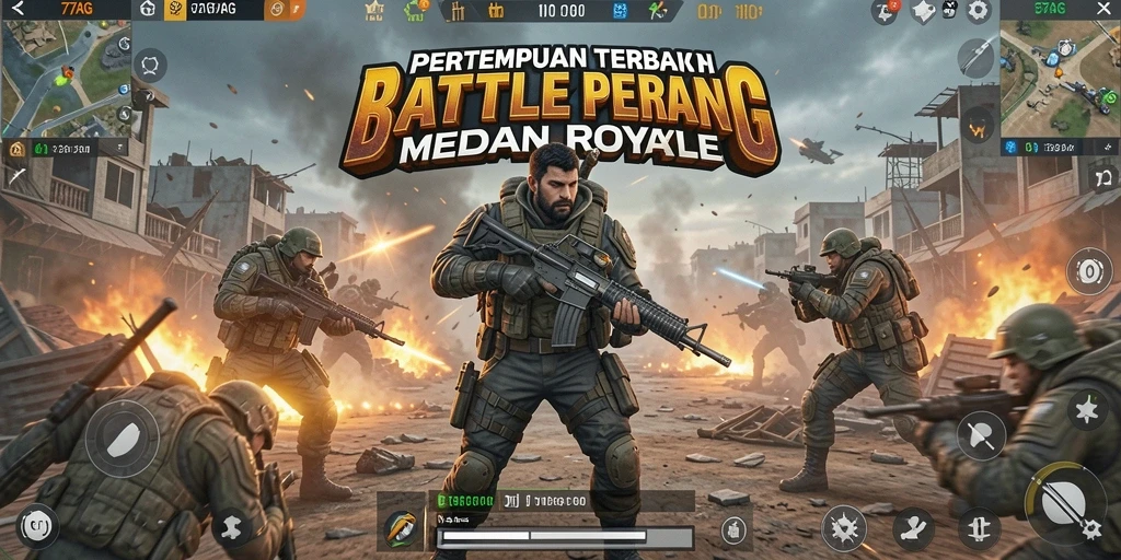 Tampilan gameplay intens di medan perang Battle Royale.