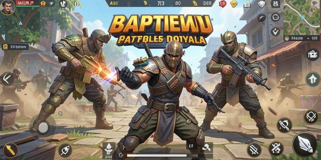Screenshot gameplay AKUNJP menampilkan pertarungan seru dalam arena Battle Royale.
