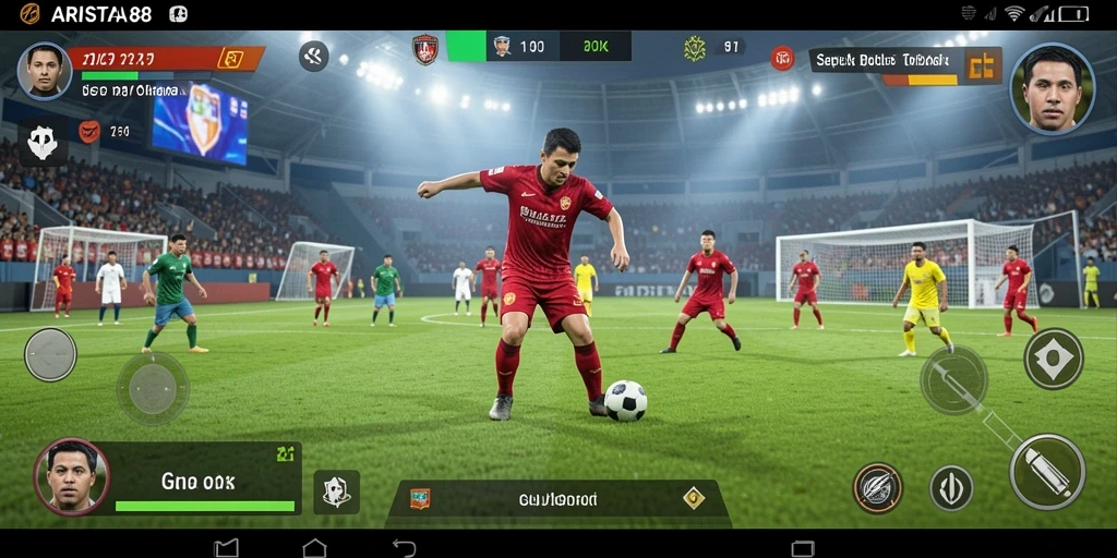 Tampilan gameplay ARISTA88 yang mendebarkan dan penuh aksi sepak bola.