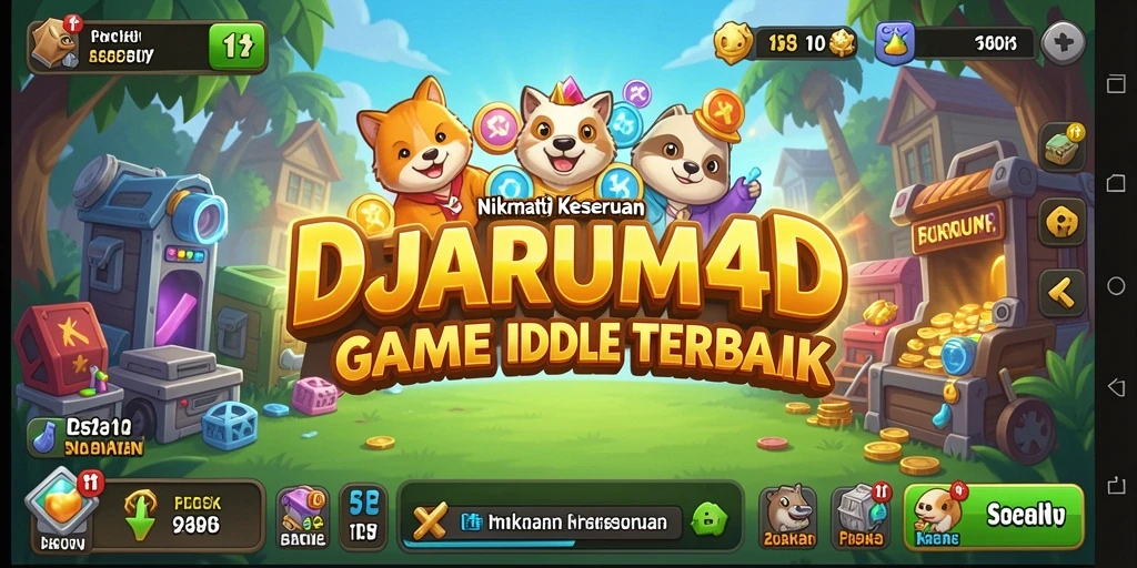Screenshot menunjukkan gameplay Idle dengan karakter yang bekerja secara otomatis.