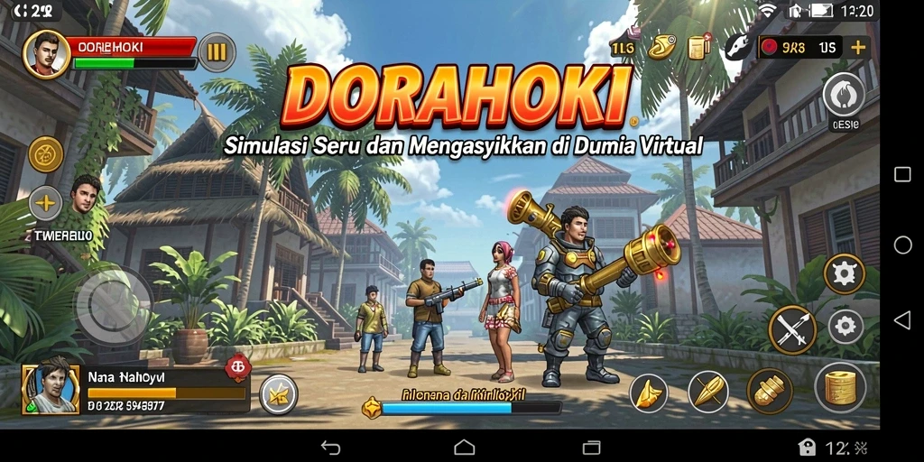 Screenshot DORAHOKI menampilkan aktivitas seru dalam simulasi kehidupan.
