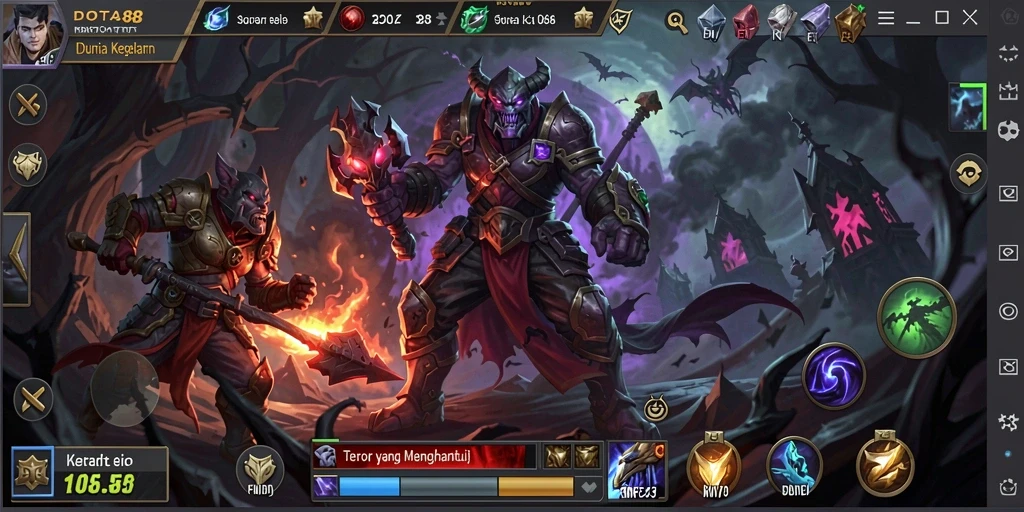 Screenshot menunjukkan gameplay yang menegangkan di DOTA88.