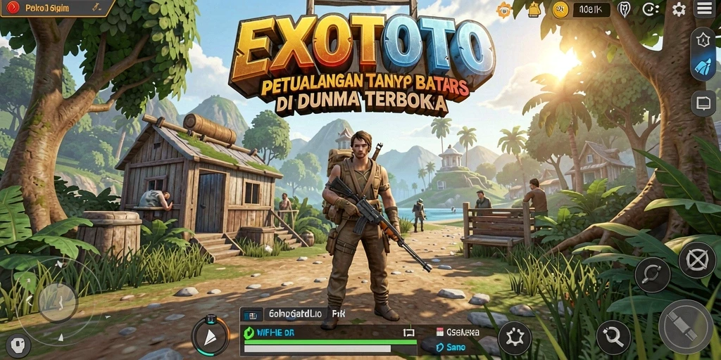 Tampilan gameplay EXOTOTO yang menampilkan eksplorasi Open World.