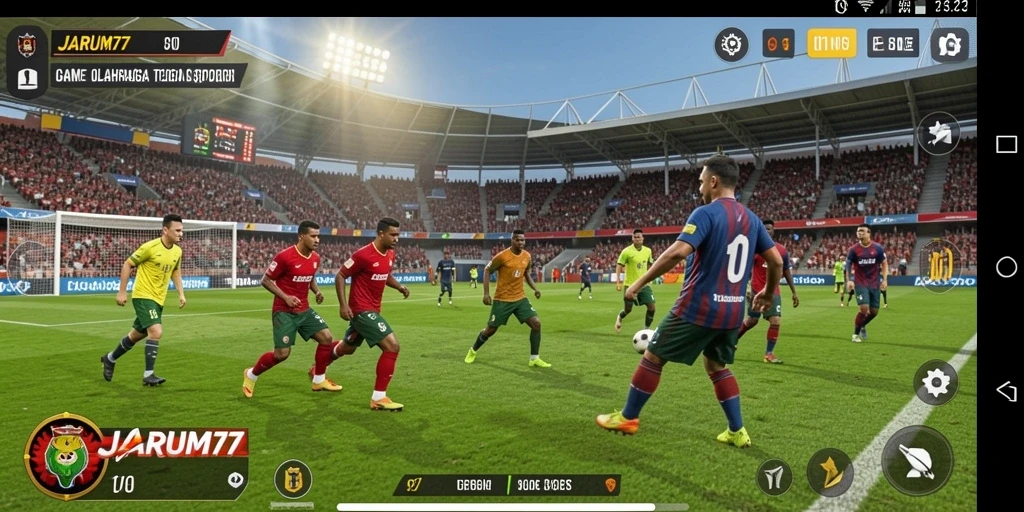 Screenshot utama JARUM77 menampilkan aksi seru dalam pertandingan olahraga.