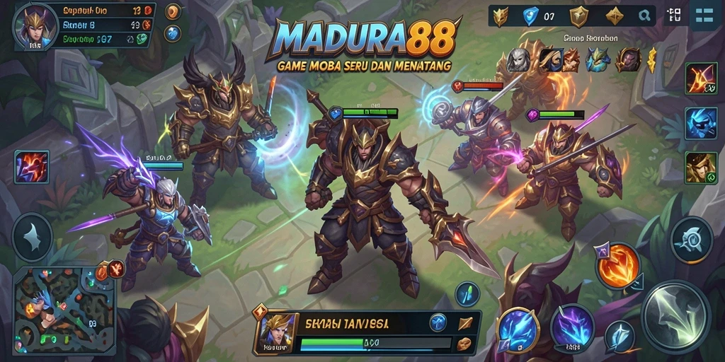 Tampilan gameplay seru di MADURA88 dengan pertempuran intens.