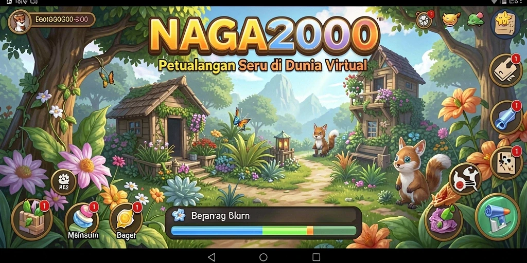 Screenshot utama menunjukkan aktivitas berkebun yang menyenangkan di NAGA2000.