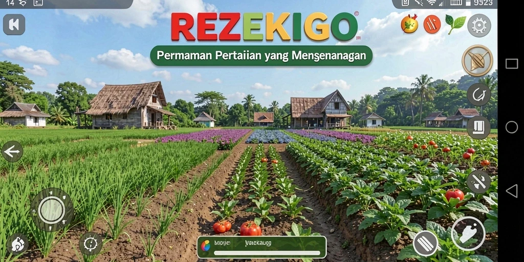 Gameplay menarik di REZEKIGO dengan berbagai aktivitas pertanian.