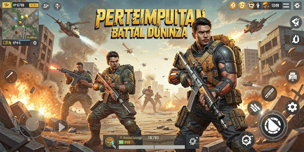 Tangkapan layar gameplay RP6789 menampilkan pertarungan intens Battle Royale.