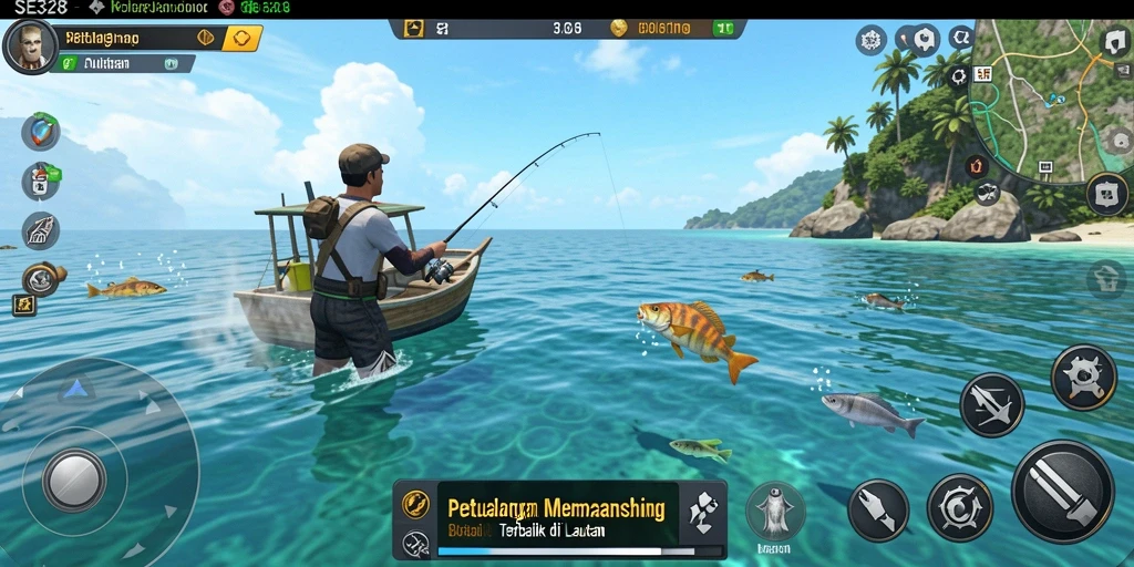 Tampilan gameplay SE328 dengan aksi memancing yang mendebarkan.