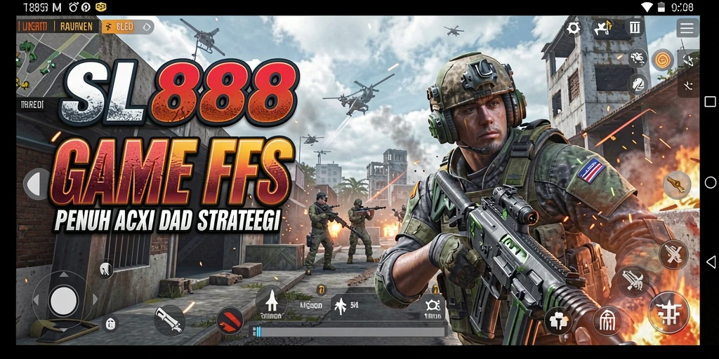 Screenshot utama SL888 menampilkan aksi menegangkan dalam gamplay FPS.