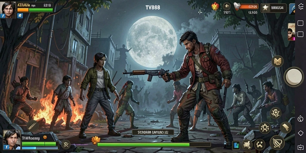 Tampilan gameplay menyeramkan dengan atmosfer mencekam di TV888.