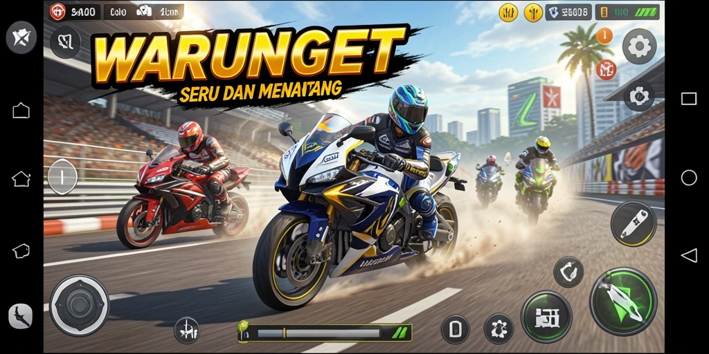 Gameplay seru dalam balapan motor yang menegangkan.